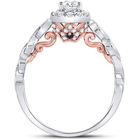 GND 14K Two-Tone Gold Pear-Shaped Diamond Solitaire Bridal Engagement Ring with Twisted Band – 3/4 Carat Total Diamond Weight