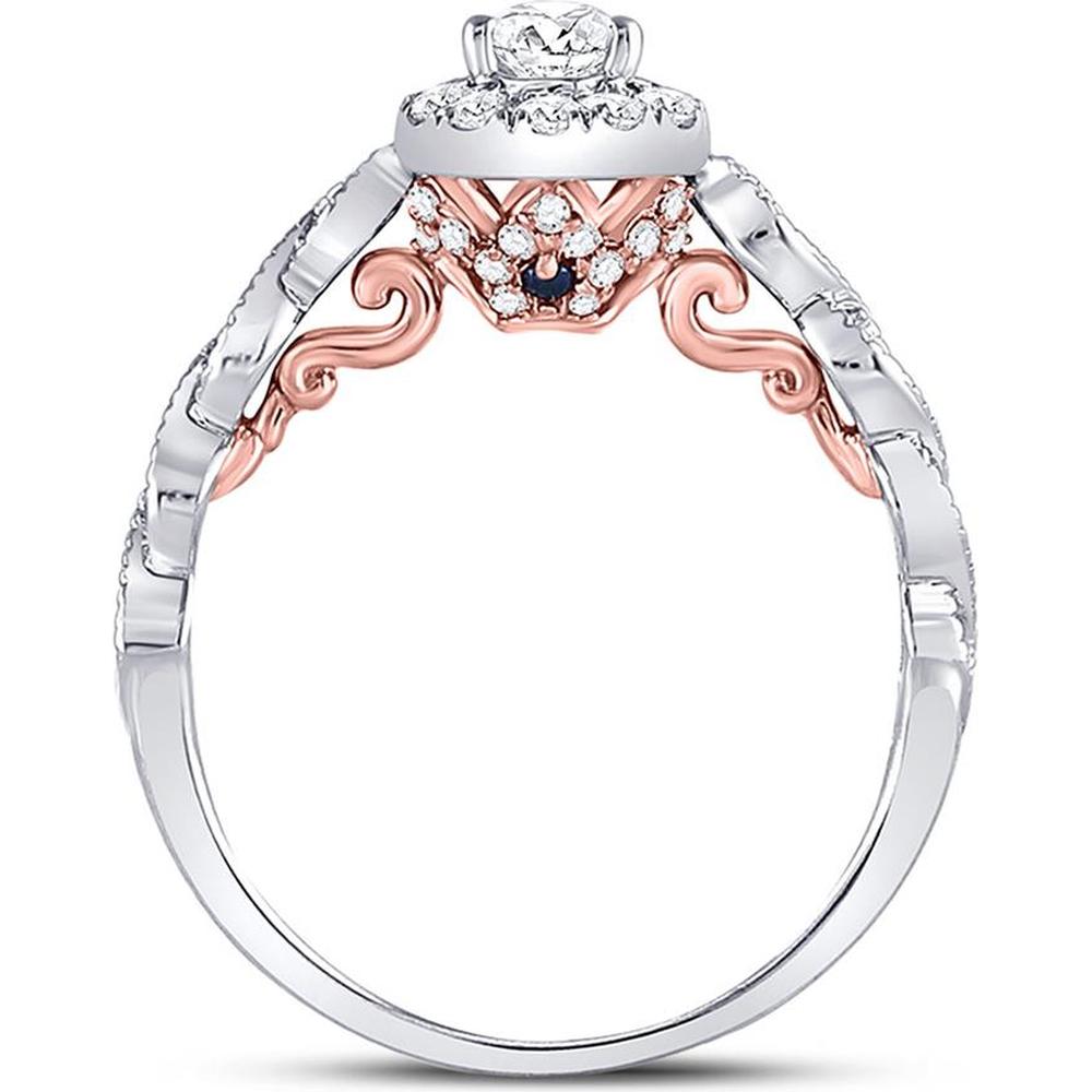 GND 14K Two-Tone Gold Pear-Shaped Diamond Solitaire Bridal Engagement Ring with Twisted Band – 3/4 Carat Total Diamond Weight