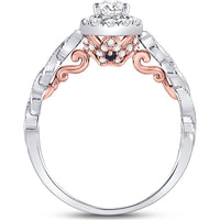 GND 14K Two-Tone Gold Pear-Shaped Diamond Solitaire Bridal Engagement Ring with Twisted Band – 3/4 Carat Total Diamond Weight