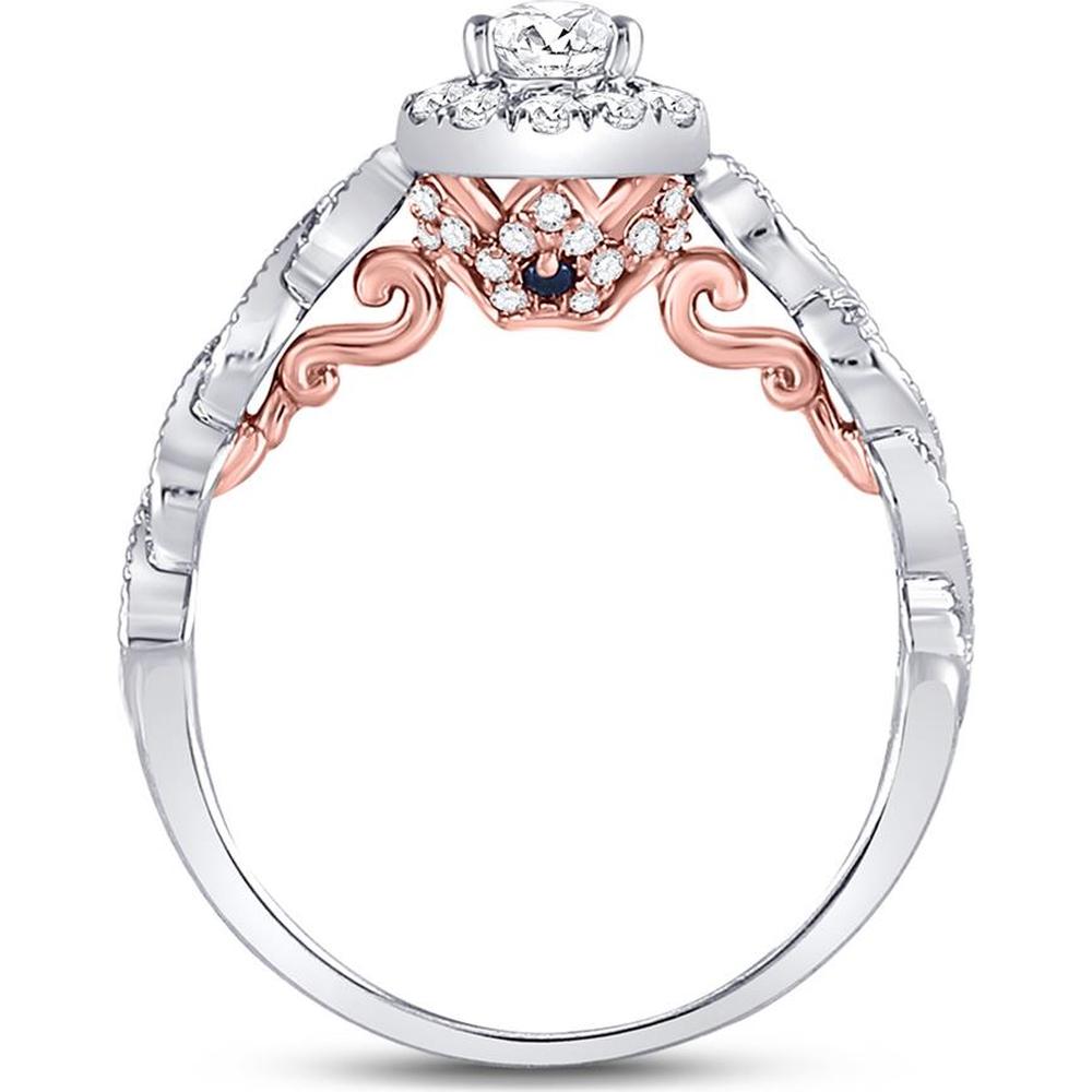 GND 14K Two-Tone Gold Pear-Shaped Diamond Solitaire Bridal Engagement Ring with Twisted Band – 3/4 Carat Total Diamond Weight