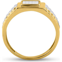 GND 14K Two-Tone Gold Ribbed Band Ring with Invisible-Set Princess Diamonds - 1/4 Carat Total Diamond Weight