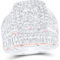 GND 14K Two-Tone Gold Round and Baguette Diamond Bridal Wedding Ring Set - 2.50 Carat Total Diamond Weight