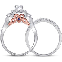 GND 14K Two-Tone Gold Round Diamond Bridal Wedding Ring Set with 1-1/2 Total Carat Weight