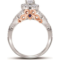 GND 14K Two-Tone Gold Round Diamond Bridal Wedding Ring Set with Halo and Milgrain Detail – 1 Carat Total Diamond Weight