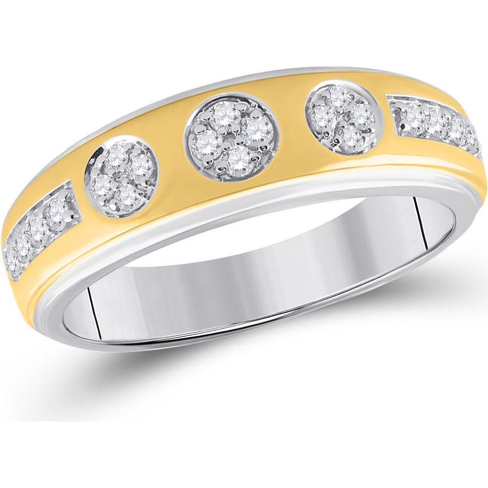 GND 14K Two-Tone Gold Round Diamond Cluster Wedding Ring Set – 1 Carat Total Diamond Weight
