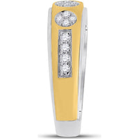 GND 14K Two-Tone Gold Round Diamond Cluster Wedding Ring Set – 1 Carat Total Diamond Weight