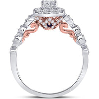 GND 14K Two-Tone Gold Round Diamond Halo Bridal Engagement Ring - 0.74 Carat Total Diamond Weight