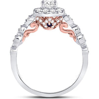 GND 14K Two-Tone Gold Round Diamond Halo Bridal Engagement Ring - 0.74 Carat Total Diamond Weight