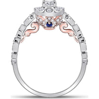 GND 14K Two-Tone Gold Round Diamond Solitaire Engagement Ring with Prong Set Diamonds - 0.74 Carat Total Diamond Weight