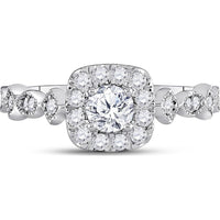 GND 14K Two-Tone Gold Round Diamond Solitaire Engagement Ring with Prong Set Diamonds - 0.74 Carat Total Diamond Weight