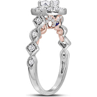 GND 14K Two-Tone Gold Round Diamond Solitaire Engagement Ring with Prong Set Diamonds - 0.74 Carat Total Diamond Weight
