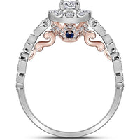 GND 14K Two-Tone Gold Round Diamond Solitaire Engagement Ring with Prong Set Diamonds - 0.74 Carat Total Diamond Weight