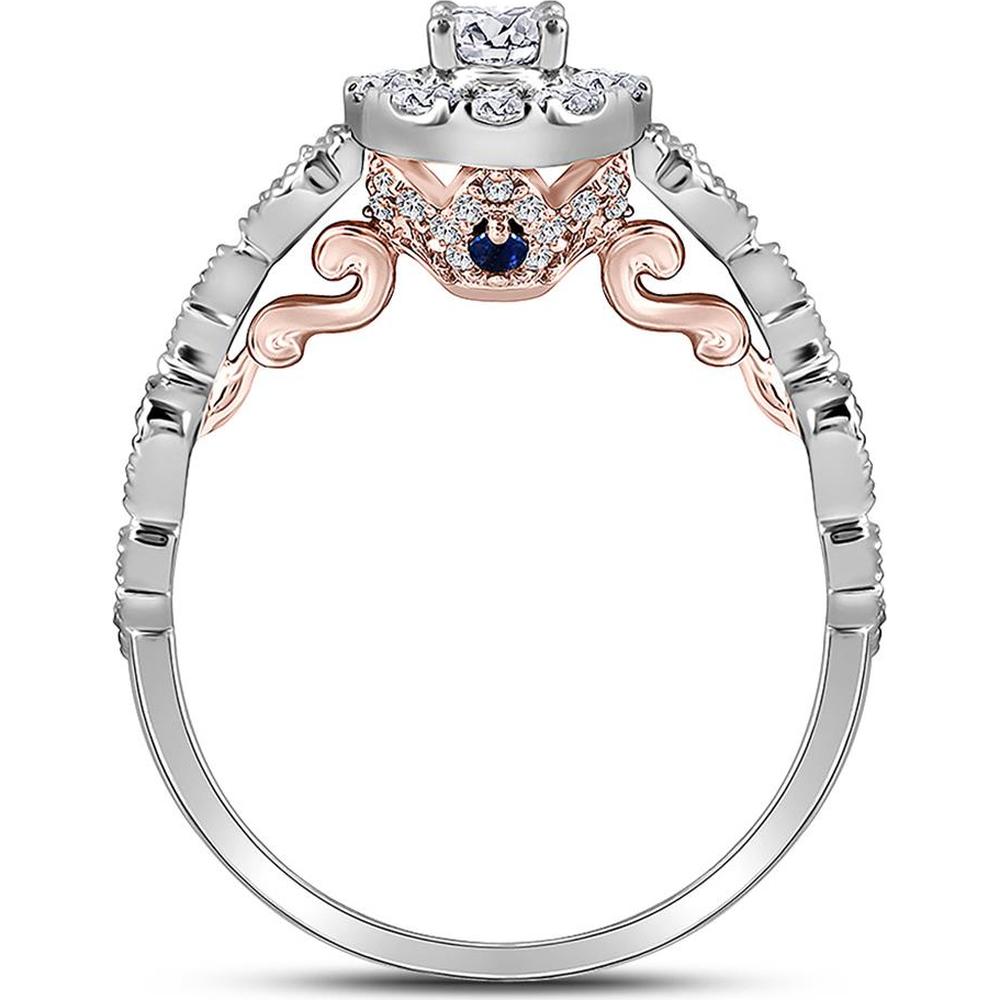 GND 14K Two-Tone Gold Round Diamond Solitaire Engagement Ring with Prong Set Diamonds - 0.74 Carat Total Diamond Weight