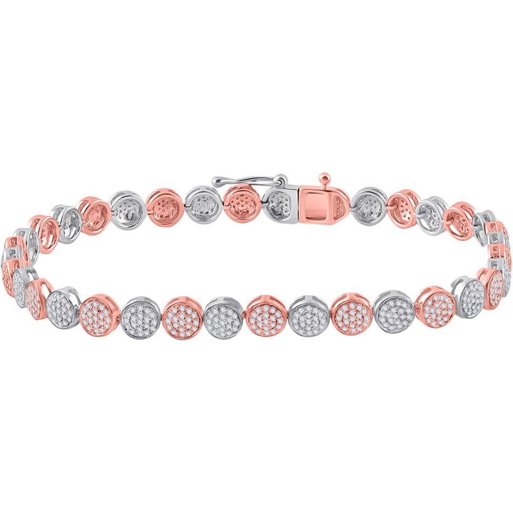 GND 14K Two-Tone Gold Tennis Bracelet with Pave Set Round Diamonds – 1.5 Carat Total Diamond Weight