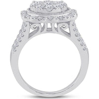 GND 14K White Gold 1-5/8 Total Carat Weight Round Diamond Right Hand Cluster Ring