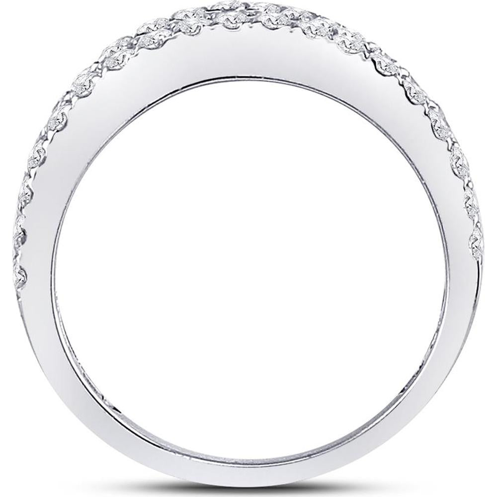 GND 14K White Gold Anniversary Band Ring with Channel-Set Baguette and Pave-Set Round Diamonds – 1.50 Carat Total Diamond Weight