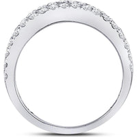 GND 14K White Gold Anniversary Band Ring with Channel-Set Baguette and Pave-Set Round Diamonds – 1.50 Carat Total Diamond Weight