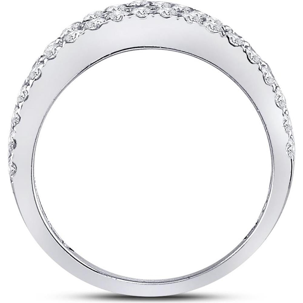 GND 14K White Gold Anniversary Band Ring with Channel-Set Baguette and Pave-Set Round Diamonds – 1.50 Carat Total Diamond Weight