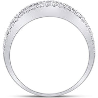 GND 14K White Gold Baguette and Round Diamond Anniversary Ring - 1.00 Carat Total Diamond Weight