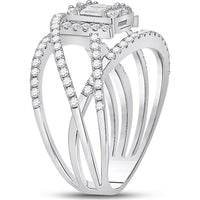 GND 14K White Gold Baguette and Round Diamond Fashion Ring - 1.00 Carat Total Diamond Weight