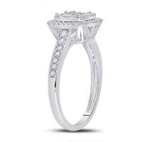 GND 14K White Gold Baguette Diamond Square Cluster Ring with Prong-Set and Pave-Set Diamonds - 3/4 Carat Total Diamond Weight