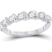 GND 14K White Gold Band Ring with Channel-Set Round Diamonds - 0.75 Carat Total Diamond Weight