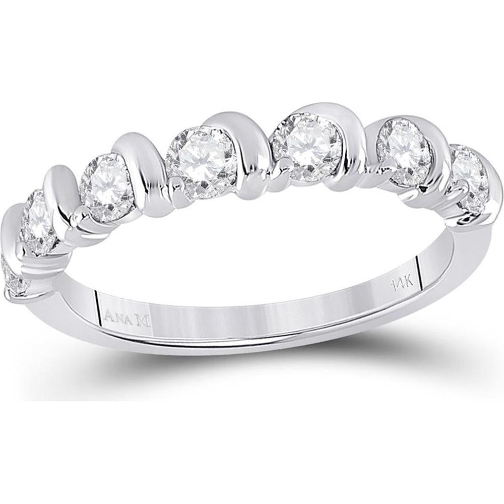 GND 14K White Gold Band Ring with Channel-Set Round Diamonds - 0.75 Carat Total Diamond Weight