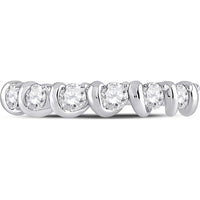 GND 14K White Gold Band Ring with Channel-Set Round Diamonds - 0.75 Carat Total Diamond Weight