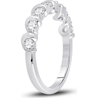 GND 14K White Gold Band Ring with Channel-Set Round Diamonds - 0.75 Carat Total Diamond Weight