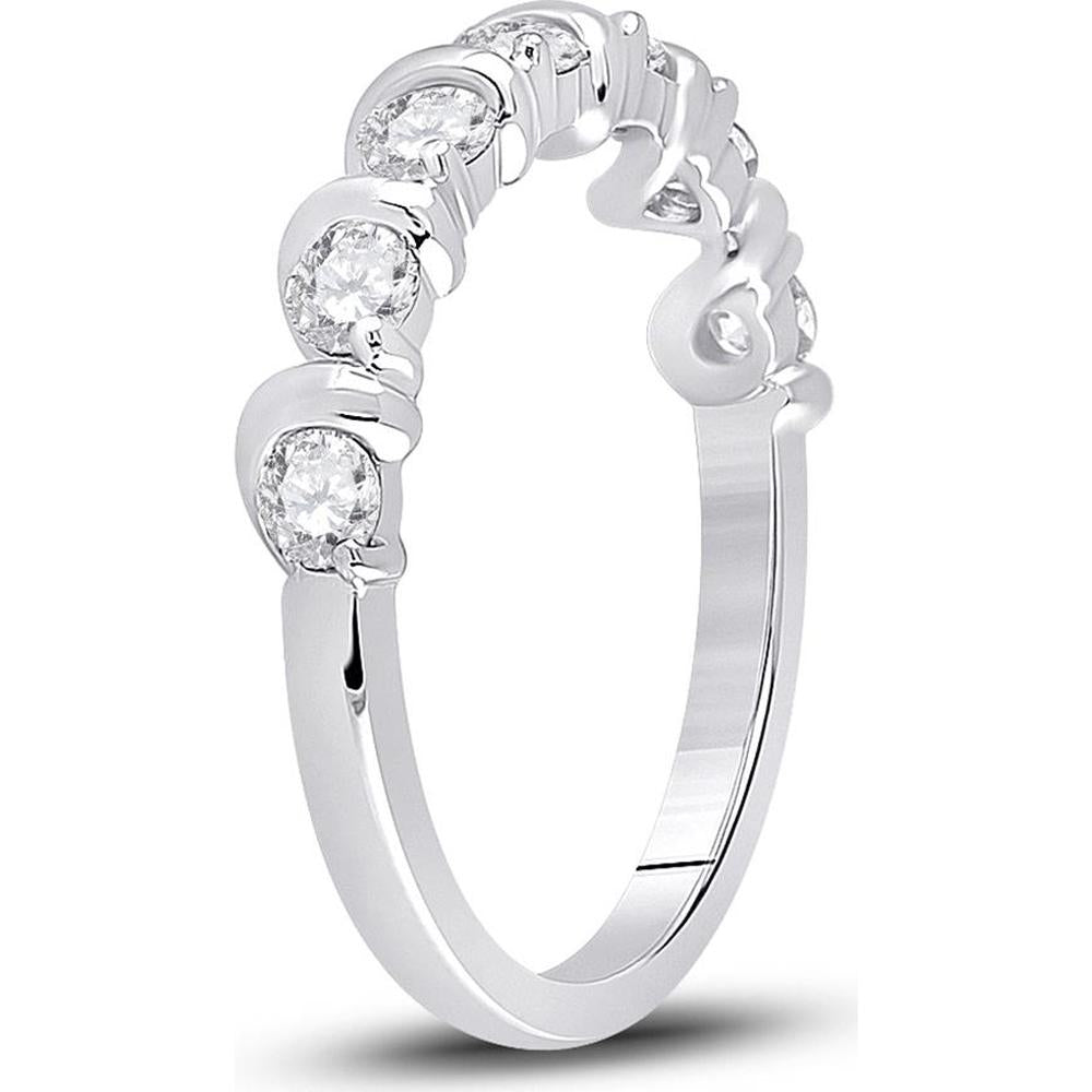 GND 14K White Gold Band Ring with Channel-Set Round Diamonds - 0.75 Carat Total Diamond Weight