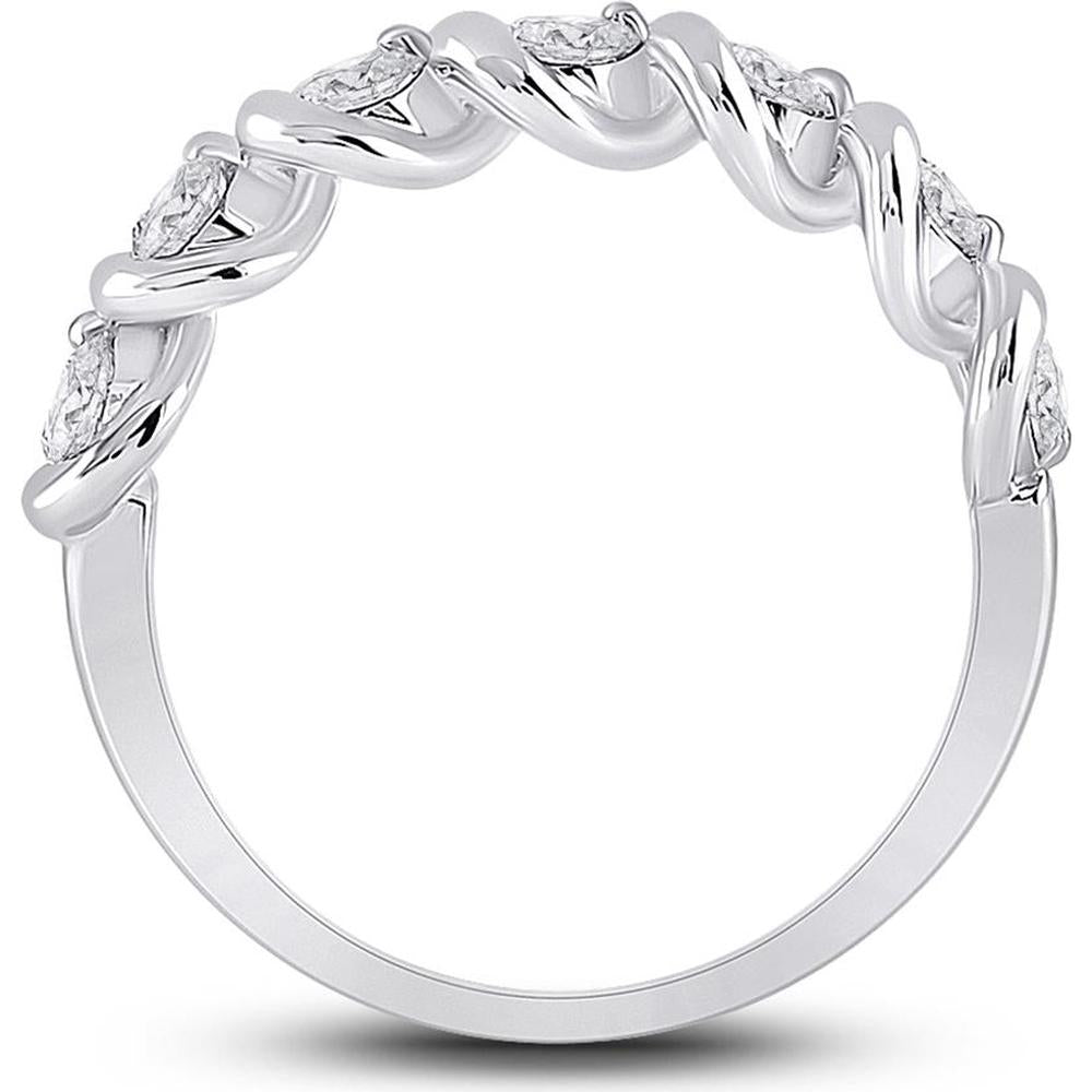 GND 14K White Gold Band Ring with Channel-Set Round Diamonds - 0.75 Carat Total Diamond Weight