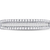 GND 14K White Gold Band with Prong-Set Round and Channel-Set Baguette Diamonds - 1/2 Carat Total Diamond Weight