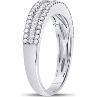 GND 14K White Gold Band with Prong-Set Round and Channel-Set Baguette Diamonds - 1/2 Carat Total Diamond Weight
