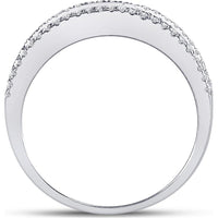 GND 14K White Gold Band with Prong-Set Round and Channel-Set Baguette Diamonds - 1/2 Carat Total Diamond Weight