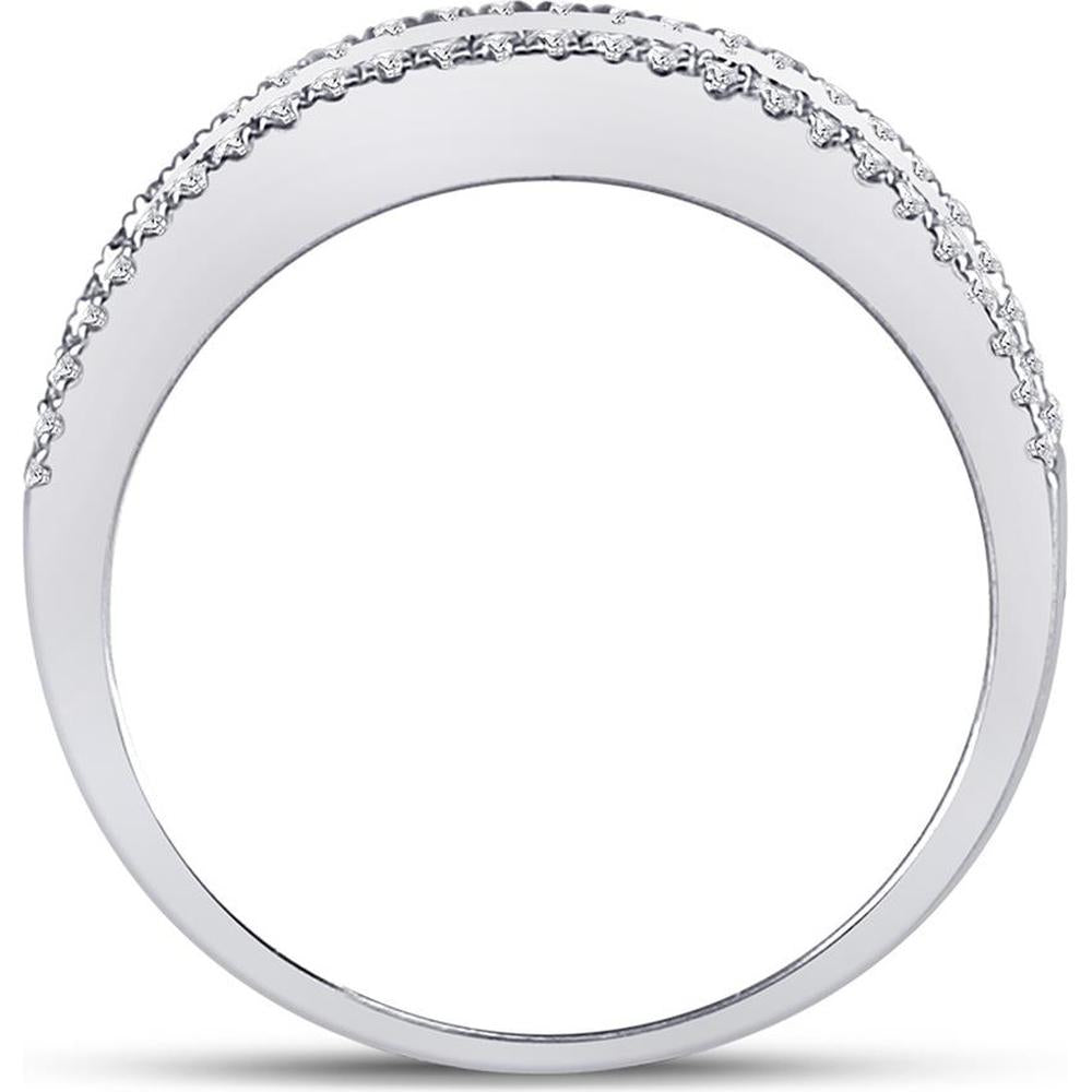 GND 14K White Gold Band with Prong-Set Round and Channel-Set Baguette Diamonds - 1/2 Carat Total Diamond Weight