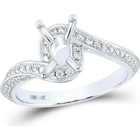 GND 14K White Gold Bridal Ring with Twisted Band and Prong-Set Round Diamonds - 0.59 Carat Primary, 5/8 Carat Total