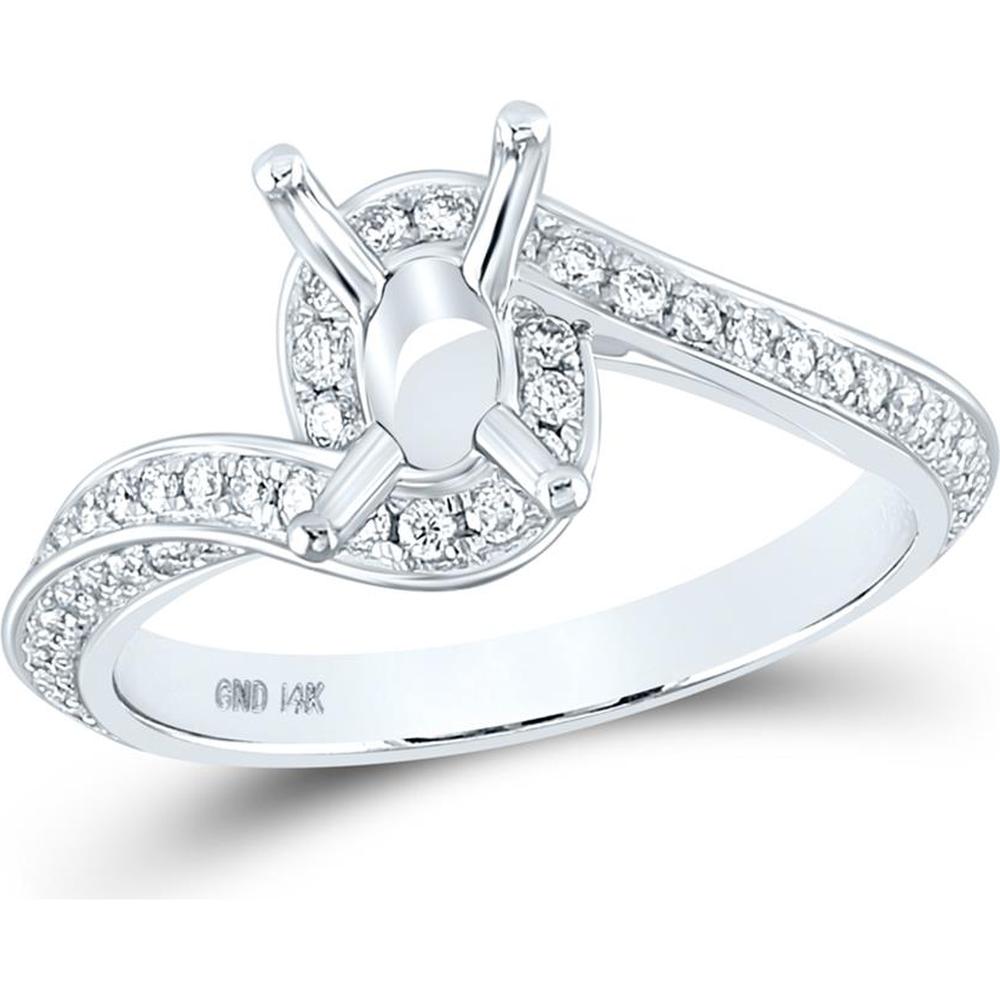 GND 14K White Gold Bridal Ring with Twisted Band and Prong-Set Round Diamonds - 0.59 Carat Primary, 5/8 Carat Total