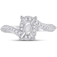 GND 14K White Gold Bridal Ring with Twisted Band and Prong-Set Round Diamonds - 0.59 Carat Primary, 5/8 Carat Total