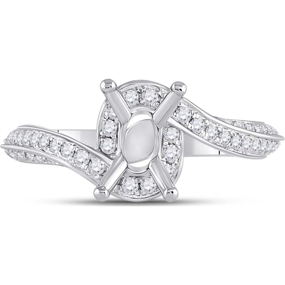 GND 14K White Gold Bridal Ring with Twisted Band and Prong-Set Round Diamonds - 0.59 Carat Primary, 5/8 Carat Total