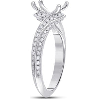 GND 14K White Gold Bridal Ring with Twisted Band and Prong-Set Round Diamonds - 0.59 Carat Primary, 5/8 Carat Total