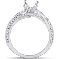 GND 14K White Gold Bridal Ring with Twisted Band and Prong-Set Round Diamonds - 0.59 Carat Primary, 5/8 Carat Total