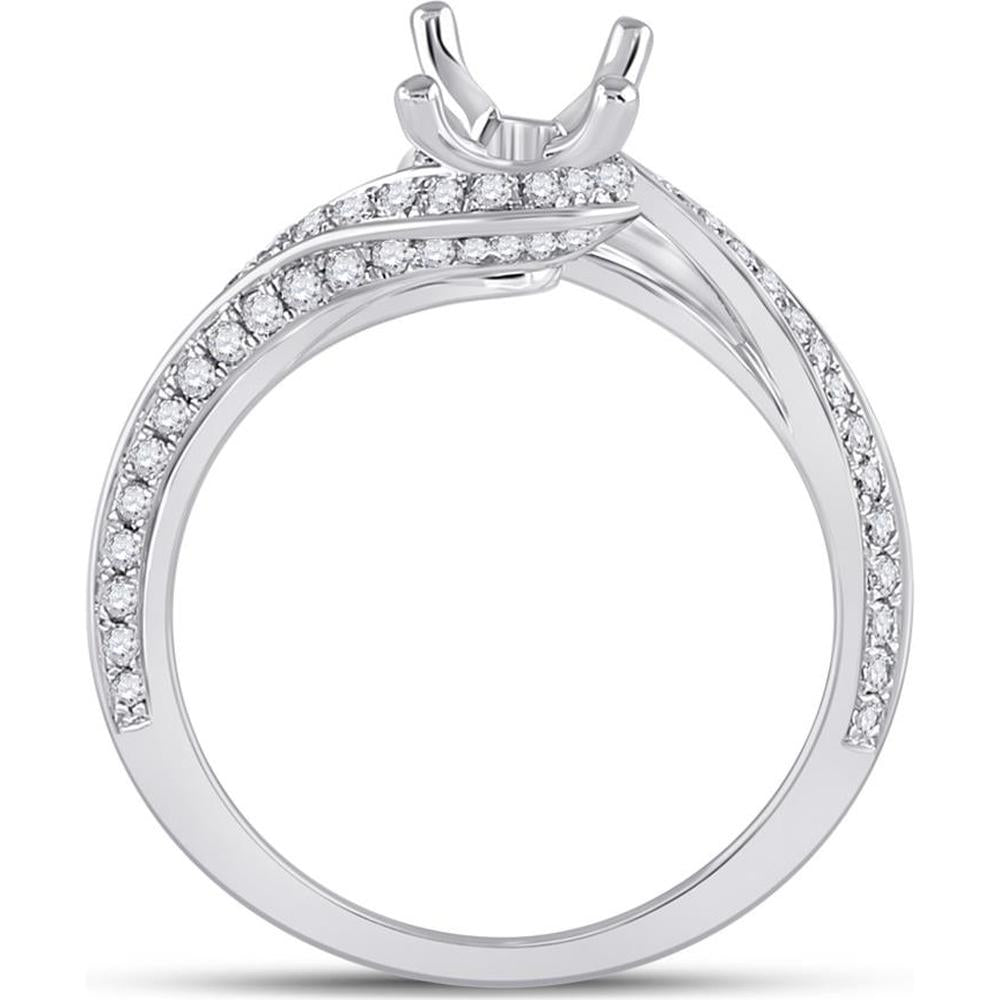 GND 14K White Gold Bridal Ring with Twisted Band and Prong-Set Round Diamonds - 0.59 Carat Primary, 5/8 Carat Total