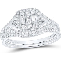 GND 14K White Gold Bridal Set with Channel-Set Baguette and Round Diamonds - 5/8 Total Carat Weight
