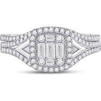 GND 14K White Gold Bridal Set with Channel-Set Baguette and Round Diamonds - 5/8 Total Carat Weight