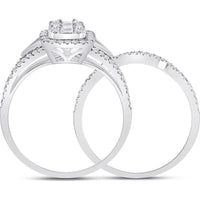 GND 14K White Gold Bridal Set with Channel-Set Baguette and Round Diamonds - 5/8 Total Carat Weight