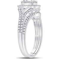GND 14K White Gold Bridal Set with Channel-Set Baguette and Round Diamonds - 5/8 Total Carat Weight