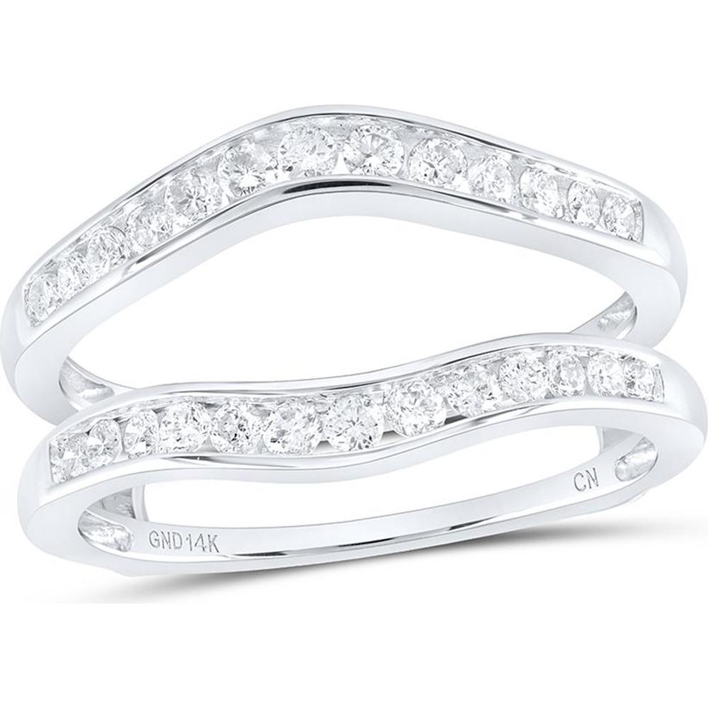 GND 14K White Gold Bridal Wedding Enhancer Band with Channel-Set Round Diamonds - 0.50 Carat Total Diamond Weight