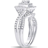 GND 14K White Gold Bridal Wedding Ring Set with 1 Carat Total Round Diamonds