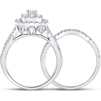 GND 14K White Gold Bridal Wedding Ring Set with 1 Carat Total Round Diamonds