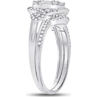 GND 14K White Gold Bridal Wedding Ring Set with Channel-Set Baguette and Round Prong-Set Diamonds - 0.66 Carat Total Diamond Weight
